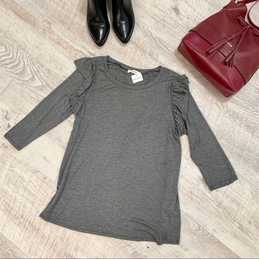 🆕 Promesa Ruffle Shoulder Long Sleeve Top, Sz M